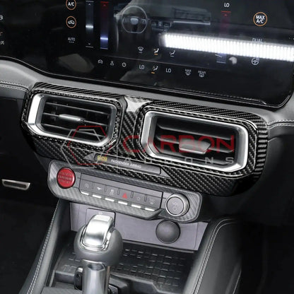 Real Carbon Fiber Center Dashboard A/C Vent Trim Overlays for 2024+ Ford Mustang