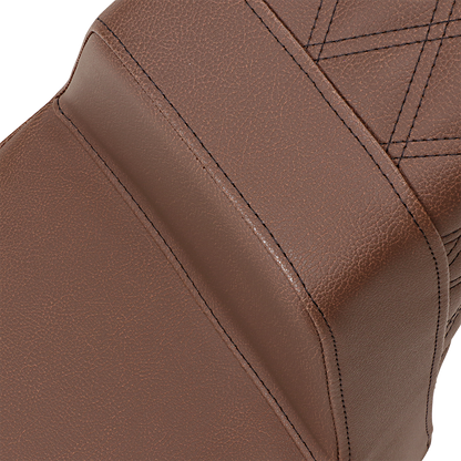 SADDLEMEN Step Up Seat - Front Smooth/Rear Lattice - Brown - Scout Bobber I18-33-173BR