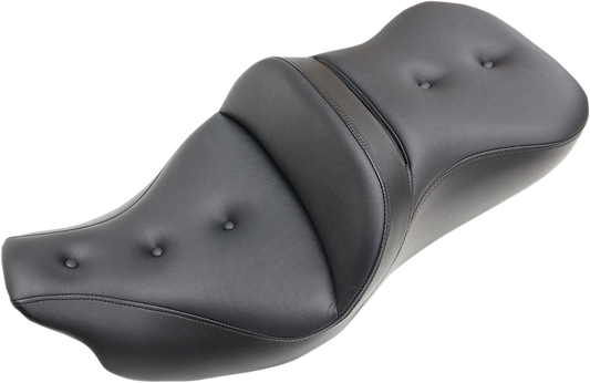 SADDLEMEN Pillow-Top Roadsofa Seat - with Backrest - Black - FLH/FLT '08-'23 808-07B-181