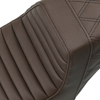 SADDLEMEN Step-Up Seat - Front Tuck-n-Roll/Rear Lattice Stitch - Brown 807-11-176BR