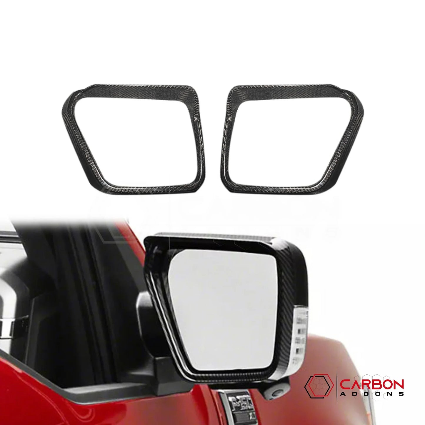 Real Carbon Fiber Side Mirror Rain Visor Covers for 2021+ Ford F-150