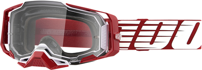 100% Armega Goggles - Oversized Deep Red - Clear 50004-00009