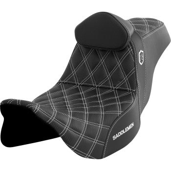 SADDLEMEN Pro Series SDC Performance Seat - with Backrest - White Stitch - FLH/FLT '08-'23 SC80807WHIRT