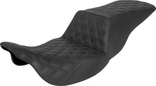 SADDLEMEN Step-Up Seat - Full Lattice Stitch - Black - FLH/FLT 808-07B-195