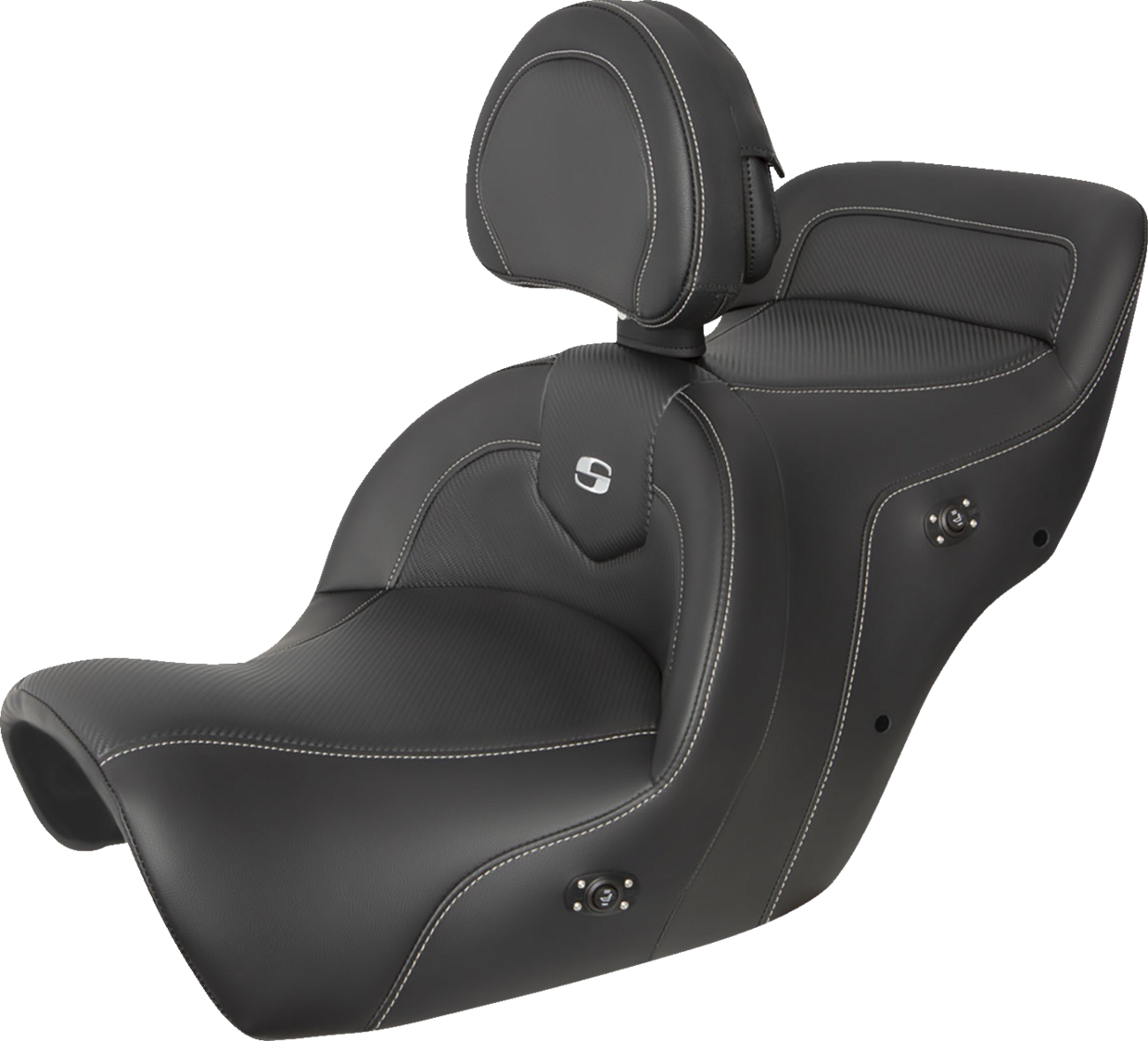 SADDLEMEN Heated Roadsofa Seat - Carbon Fiber - Includes Backrest - Black H88-07-185BRHCT