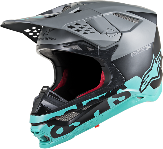 ALPINESTARS Supertech M8 Helmet - Radium - MIPS - Black Matte/Mid Gray/Teal - 2XL 8301519-1306-2X