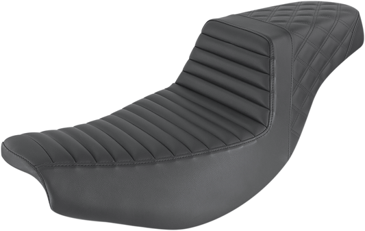 SADDLEMEN Step Up Seat - Front Tuck-n'-Roll/Rear Lattice - Black - Indian I14-07-176