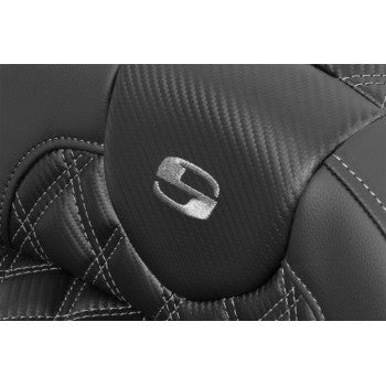 SADDLEMEN Roadsofa™ Extended Reach Seat - without Backrest - Lattice Stitch - Gray Stitch - FLTR/FLHX '23-'24 823-07-207B2