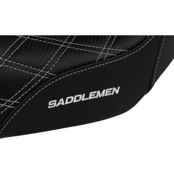 SADDLEMEN Pro Series SDC Performance Seat - Carbon Fiber/Lumbar Gripper - White Stitch - Dyna '06-'17 SC80604WHI