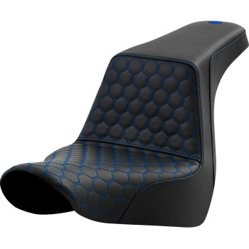 SADDLEMEN Step-Up Seat - Honeycomb - Blue Stitching - FL/FX '18-'24 A818-29-177BLU