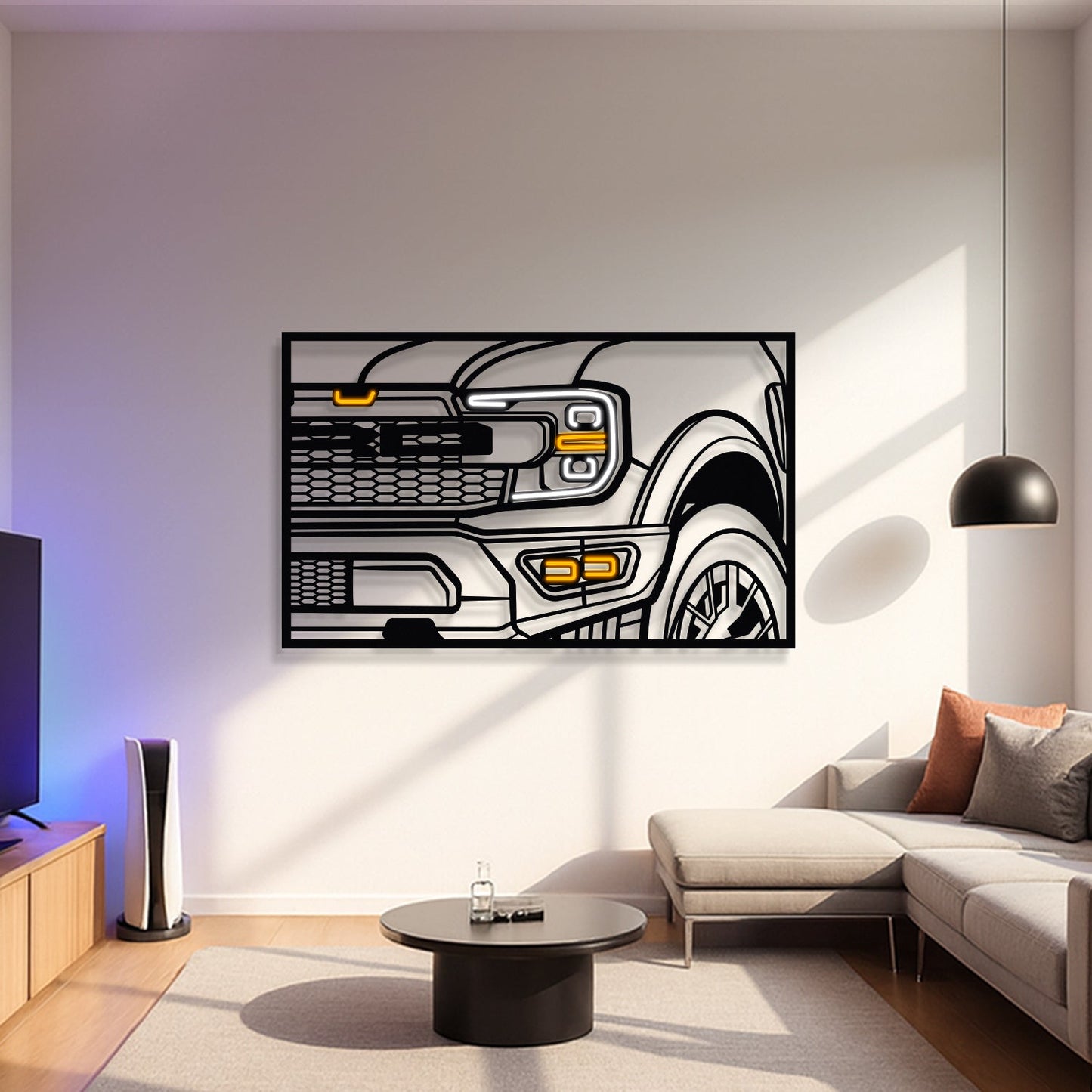 F150 Raptor Apex Front View Metal Neon Frame Wall Art - MT1479
