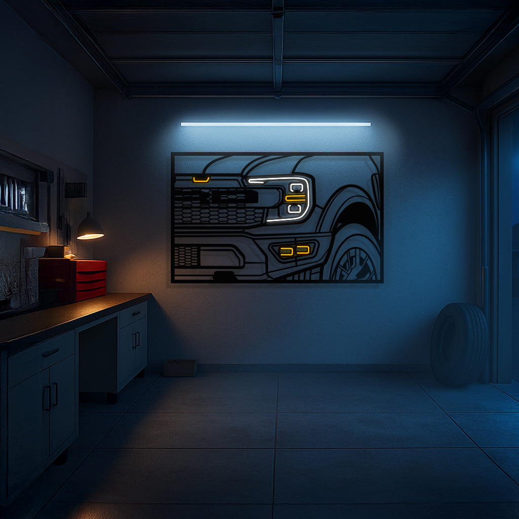 F150 Raptor Apex Front View Metal Neon Frame Wall Art - MT1479