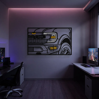 F150 Raptor Apex Front View Metal Neon Frame Wall Art - MT1479