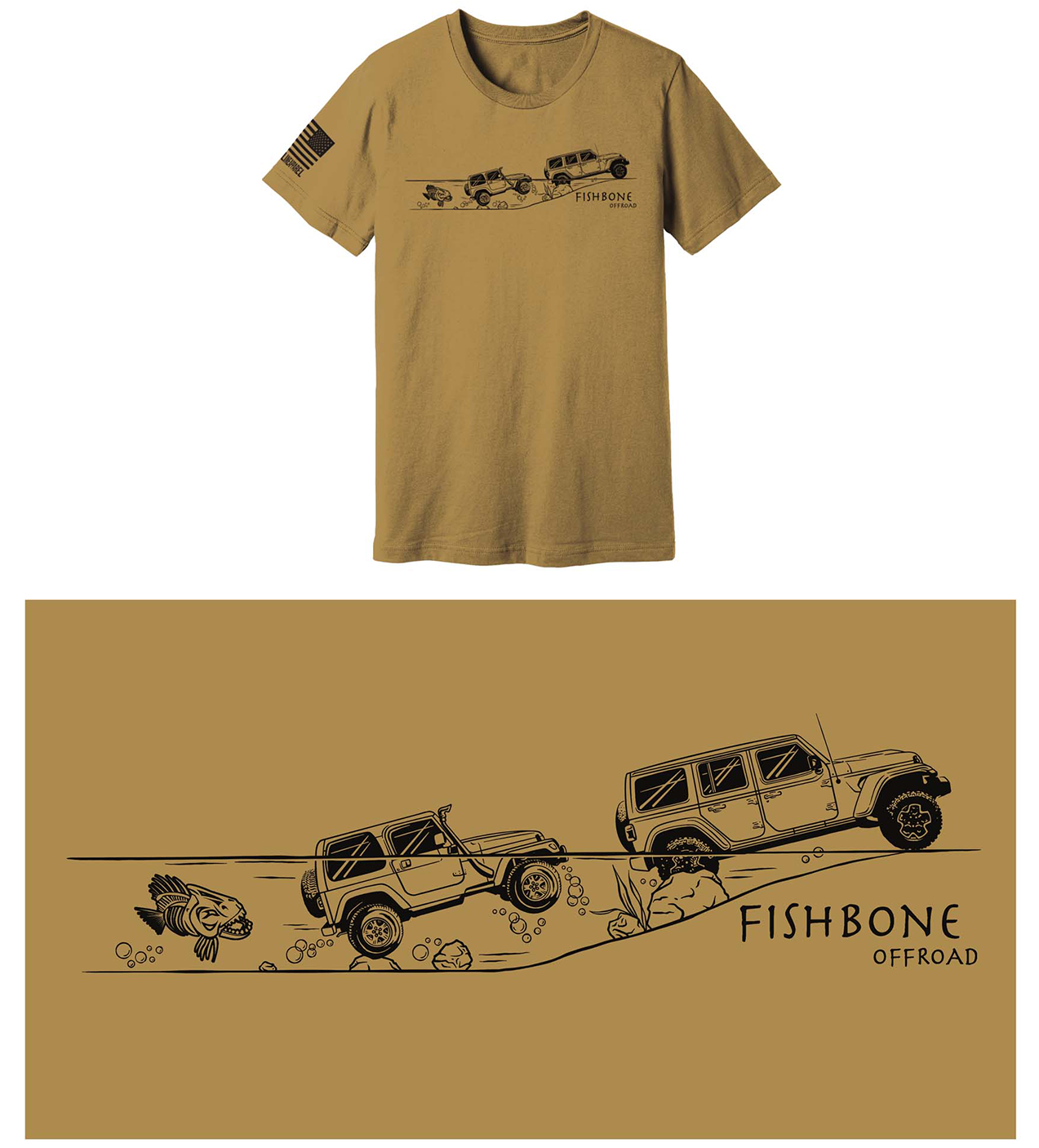 Fishbone Offroad Evolution T-Shirt - Unisex - Coyote Green FBA1019M