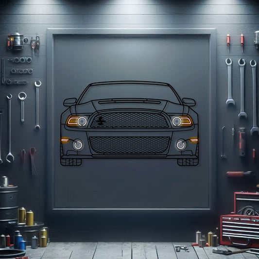 2012 Mustang Shelby GT500 Front View Metal Neon Car Wall Art - MTN0192