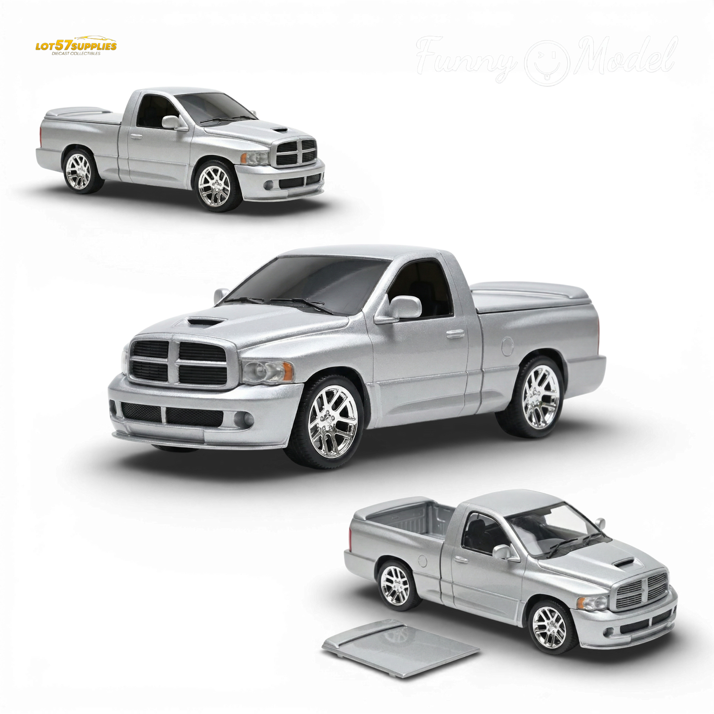 (Pre-Order) Funny Model 2004 Dodge RAM SRT-10 - Bright Silver Metallic 1:64