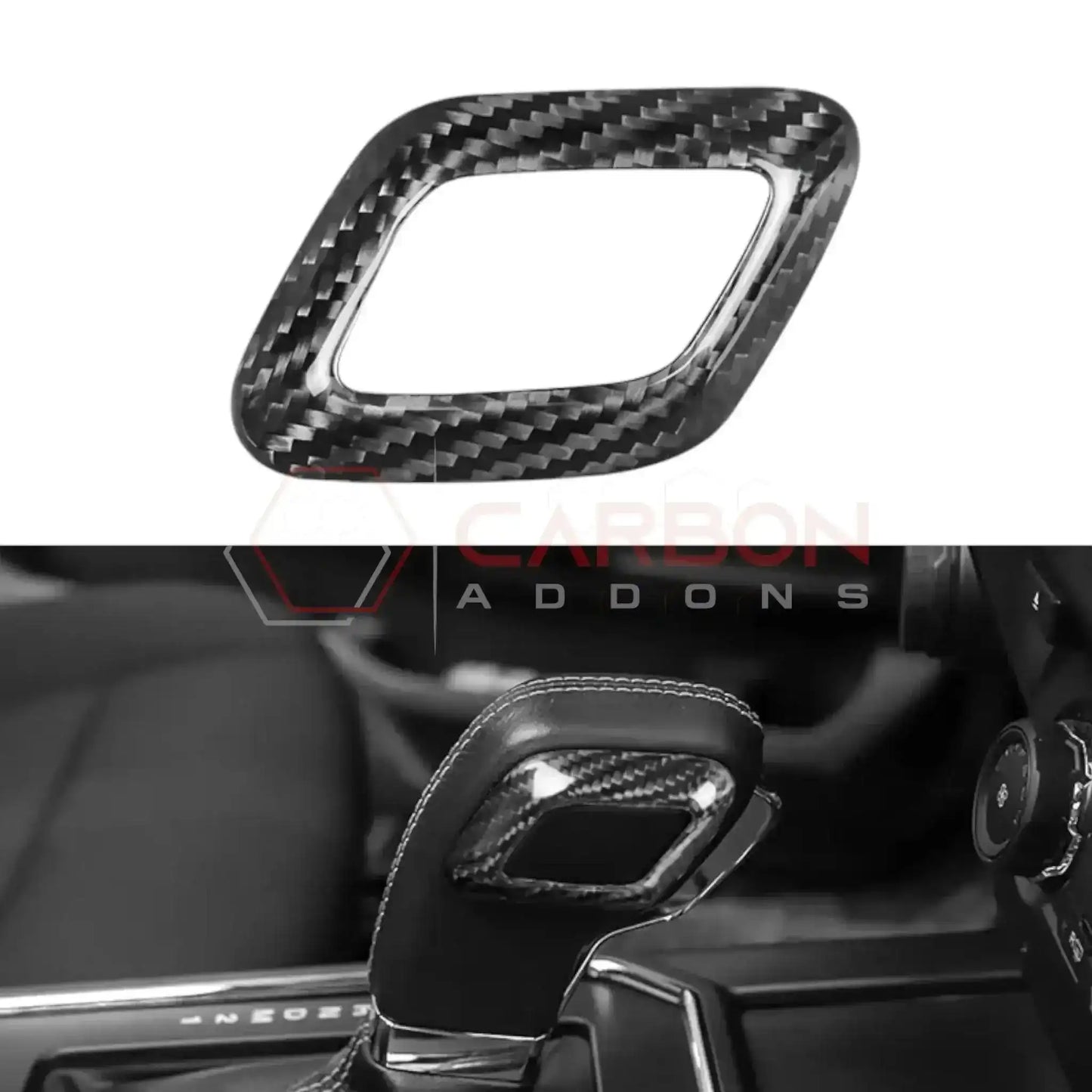 Shift Knob Chrome Trim Delete Carbon Fiber Cover For F150 2015-2020