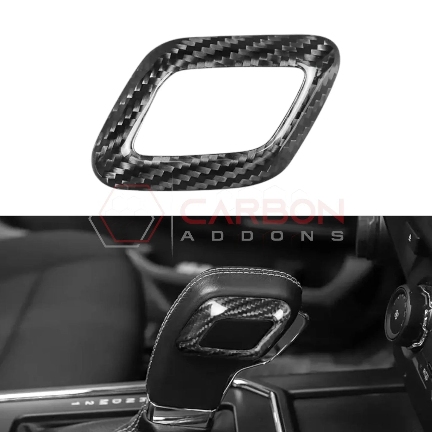F150 2015-2020 Shift Knob Chrome Trim Delete Carbon Fiber Cover