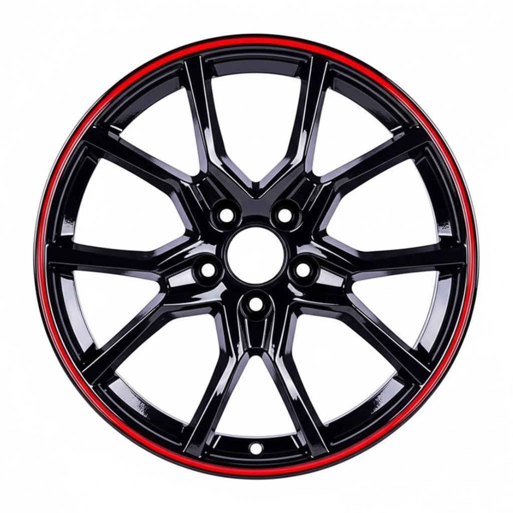 HD3 19x8 5x114.3 +35 64.1 Gloss Black Red Tip