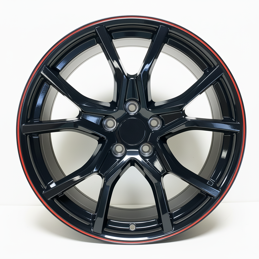 HD3 19x8 5x114.3 +35 64.1 Gloss Black Red Tip