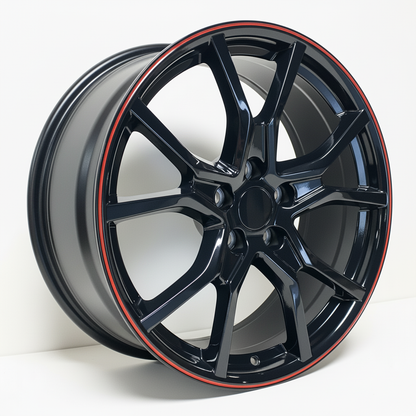 HD3 19x8 5x114.3 +35 64.1 Gloss Black Red Tip