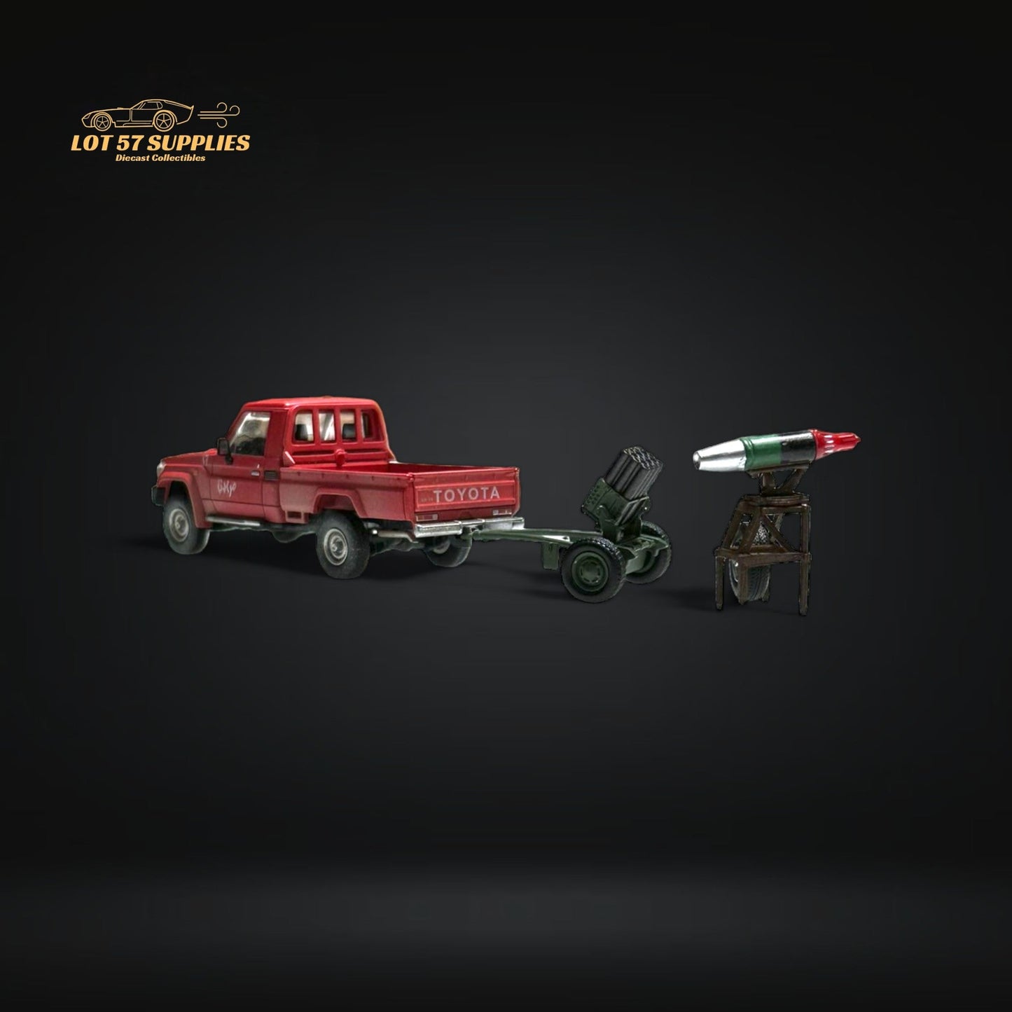 HobbyFans Toyota Land Cruiser 70 Series Red With Armor & Armor Launcher 1:64