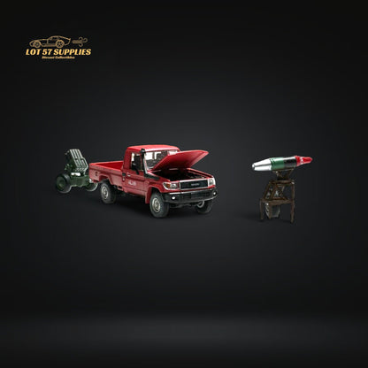 HobbyFans Toyota Land Cruiser 70 Series Red With Armor & Armor Launcher 1:64