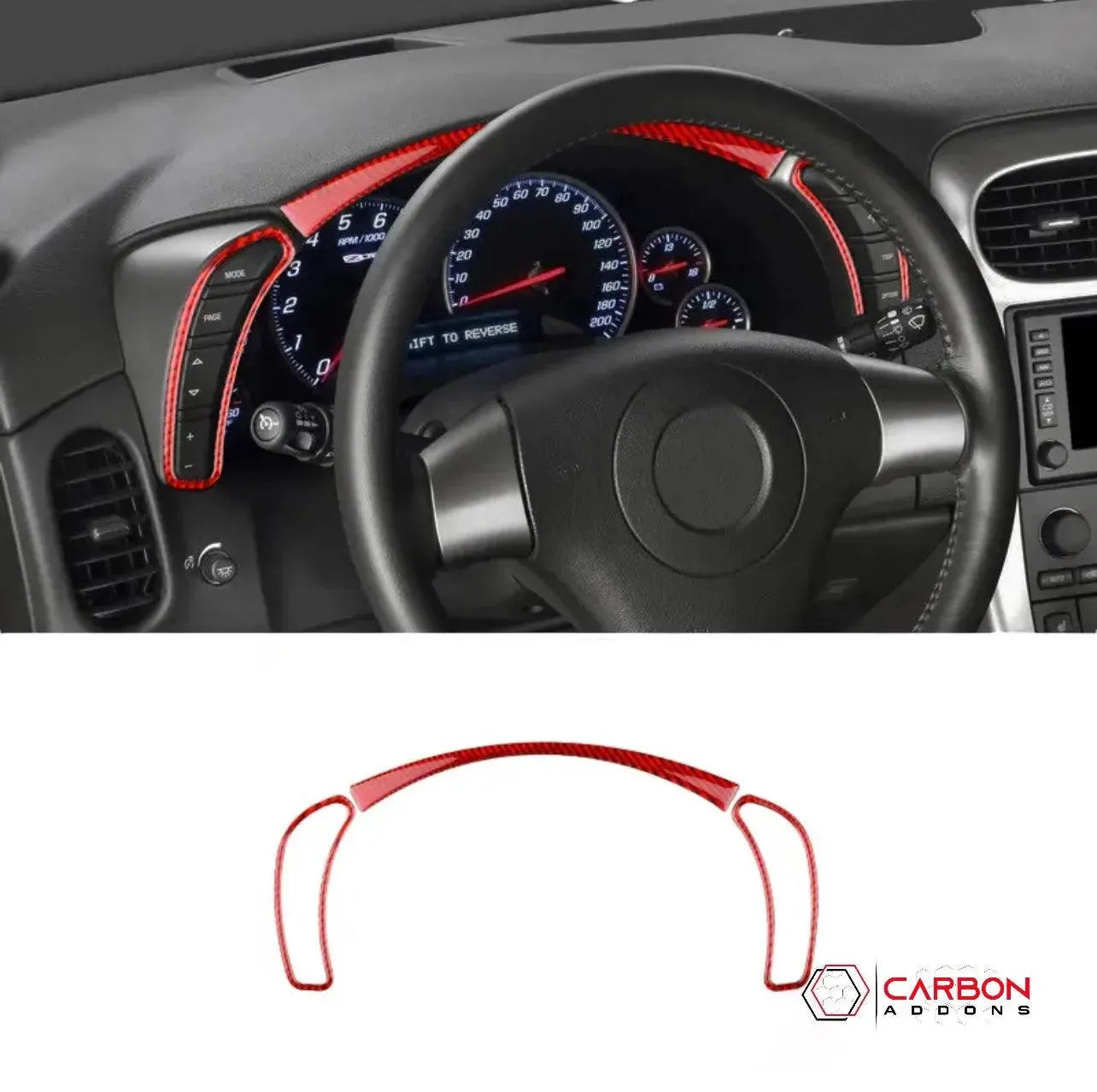 [3pcs] Real Carbon Fiber Gauge Cluster Surround Trim Overlay  | C6 2005-2013 Corvette