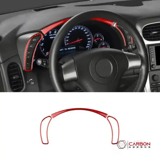 [3pcs] Real Carbon Fiber Gauge Cluster Surround Trim Overlay  | C6 2005-2013 Corvette