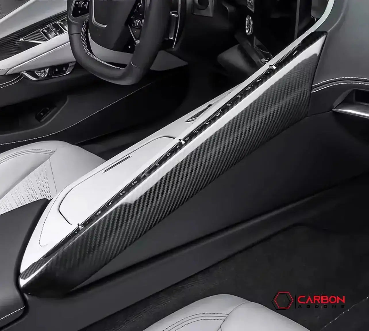 C8 Corvette Real Carbon Fiber Upper Right Center Console Cover (Passenger Side) | Interior Upgrade (2020–2025)