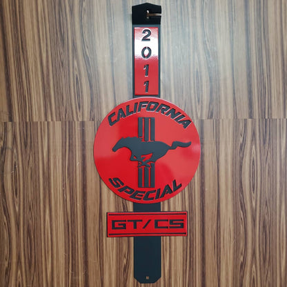 California Special Custom Hood Prop – Mustang Tribar Pony with California Lettering, Plasma Cut Steel, Show Car Display