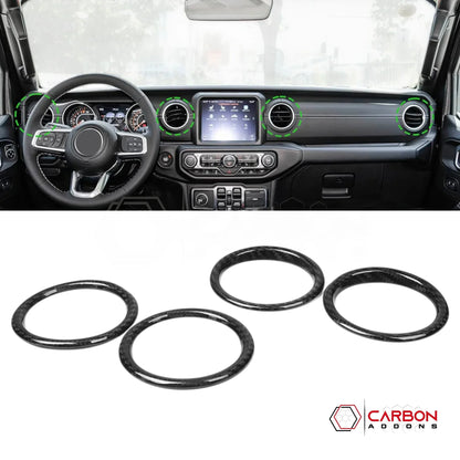 Jeep Gladiator Dashboard AC Vent Trim Covers – Real Dry Carbon Fiber (Glossy or Matte) 2020–Current