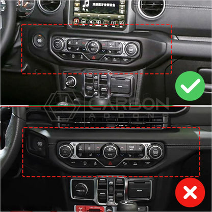 Jeep Gladiator JT & Wrangler JL Push Start Button & Radio Control Trim Cover – Real Dry Carbon Fiber (Glossy or Matte) 2020–Current