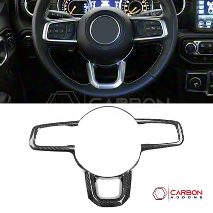 Jeep Gladiator Steering Wheel Trim Cover – Real Dry Carbon Fiber (Glossy or Matte) 2020–Current