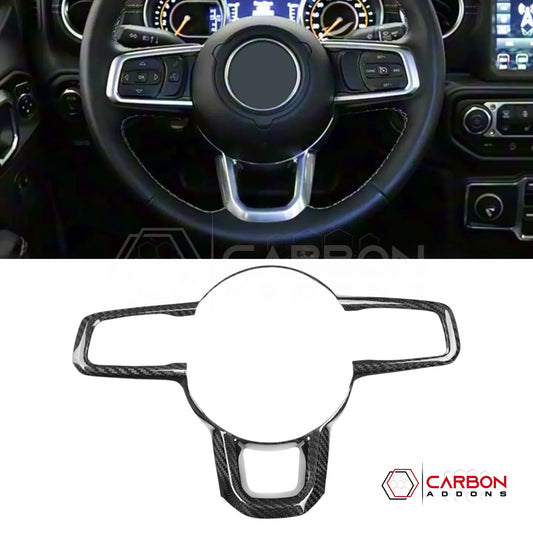 Jeep Gladiator Steering Wheel Trim Cover – Real Dry Carbon Fiber (Glossy or Matte) 2020–Current