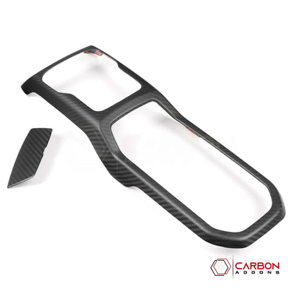 Jeep Gladiator JT & Wrangler JL Center Console Gear Shift Panel Trim – Real Dry Carbon Fiber (Glossy or Matte) 2020–Current