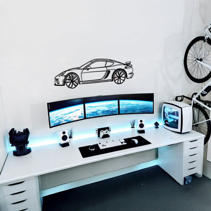 2020 Porsche Cayman GT4 Wall Art – Steel Silhouette with Spinning Wheels-KAFMEKA007