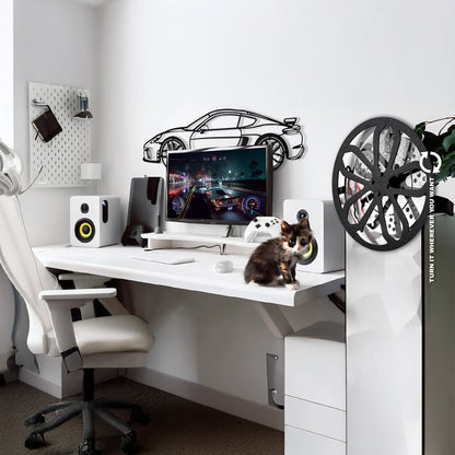 2020 Porsche Cayman GT4 Wall Art – Steel Silhouette with Spinning Wheels-KAFMEKA007