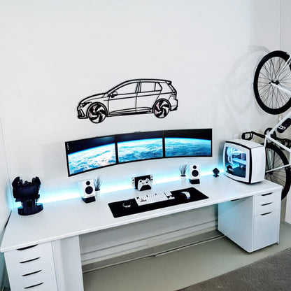 2022 Volkswagen Golf GTI Wall Art – Steel Silhouette with Spinning Wheels-KAFMEKA010