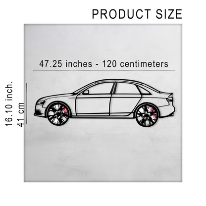 Audi S4 Wall Art – Steel Silhouette with Spinning Wheels -KAFMEKA011