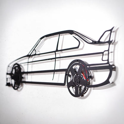 BMW E36 M3 Wall Art – Classic Steel Silhouette with Spinning Wheels-KAFMEKA015