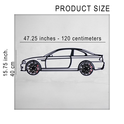 BMW E46 M3 Wall Art – Steel Silhouette with Spinning Wheels-KAFMEKA016