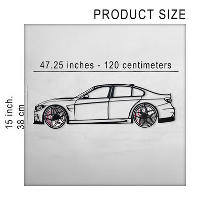 BMW M3 Wall Art – F80 Steel Silhouette with Spinning Wheels-KAFMEKA017