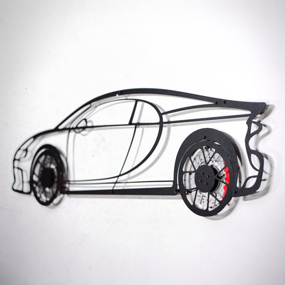 Bugatti Wall Art – Luxury Steel Silhouette with Spinning Wheels-KAFMEKA018
