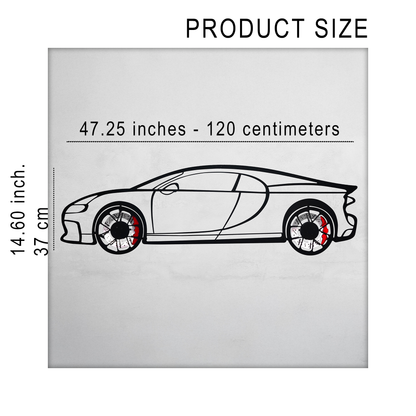 Bugatti Wall Art – Luxury Steel Silhouette with Spinning Wheels-KAFMEKA018
