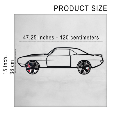 1969 Chevrolet Camaro Wall Art – Classic Steel Silhouette with Spinning Wheels-KAFMEKA021