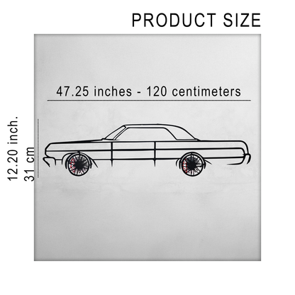 1964 Chevrolet Impala Wall Art – Classic Steel Silhouette with Spinning Wheels-KAFMEKA022