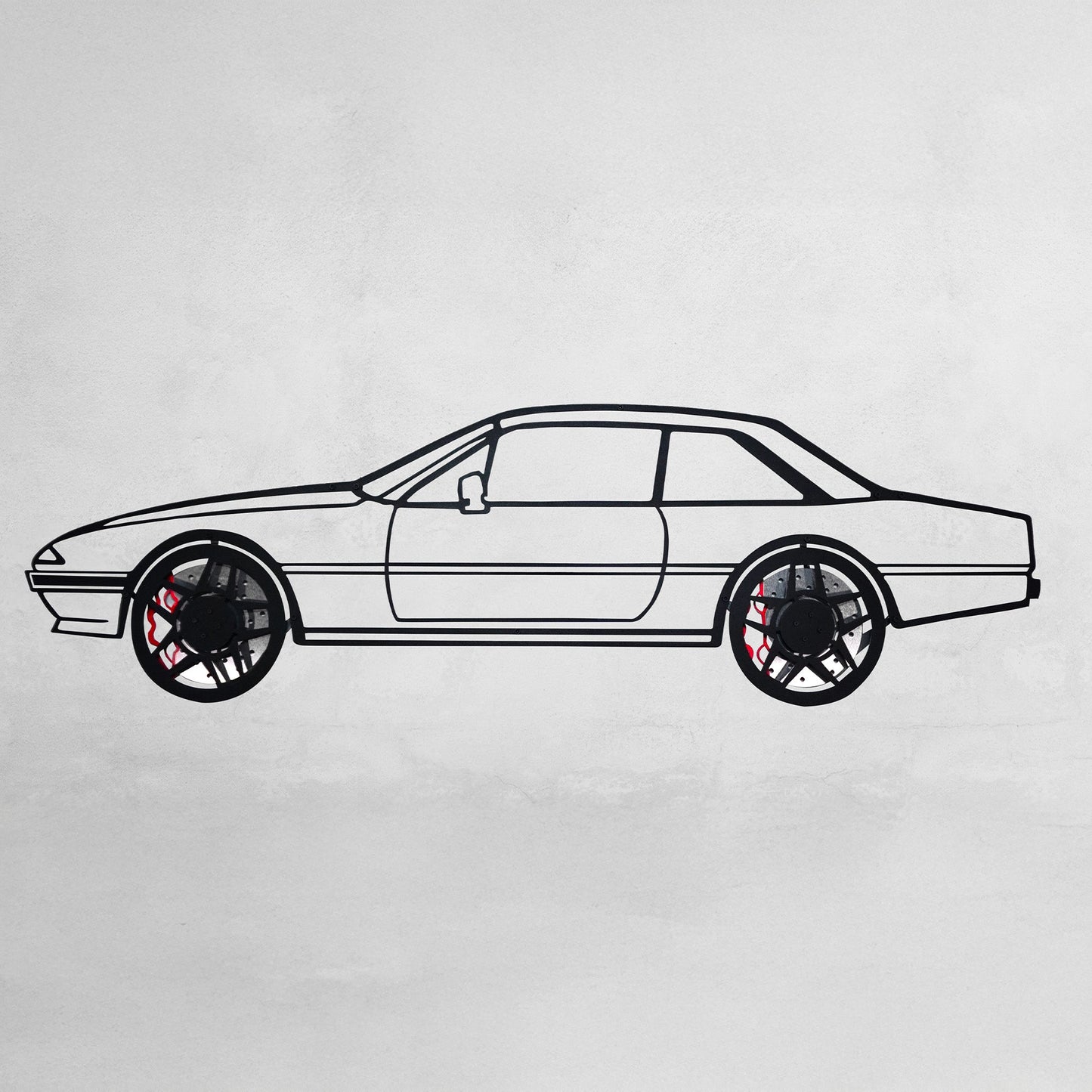 1985 Ferrari 400i Wall Art – Classic Steel Silhouette with Spinning Wheels-KAFMEKA024