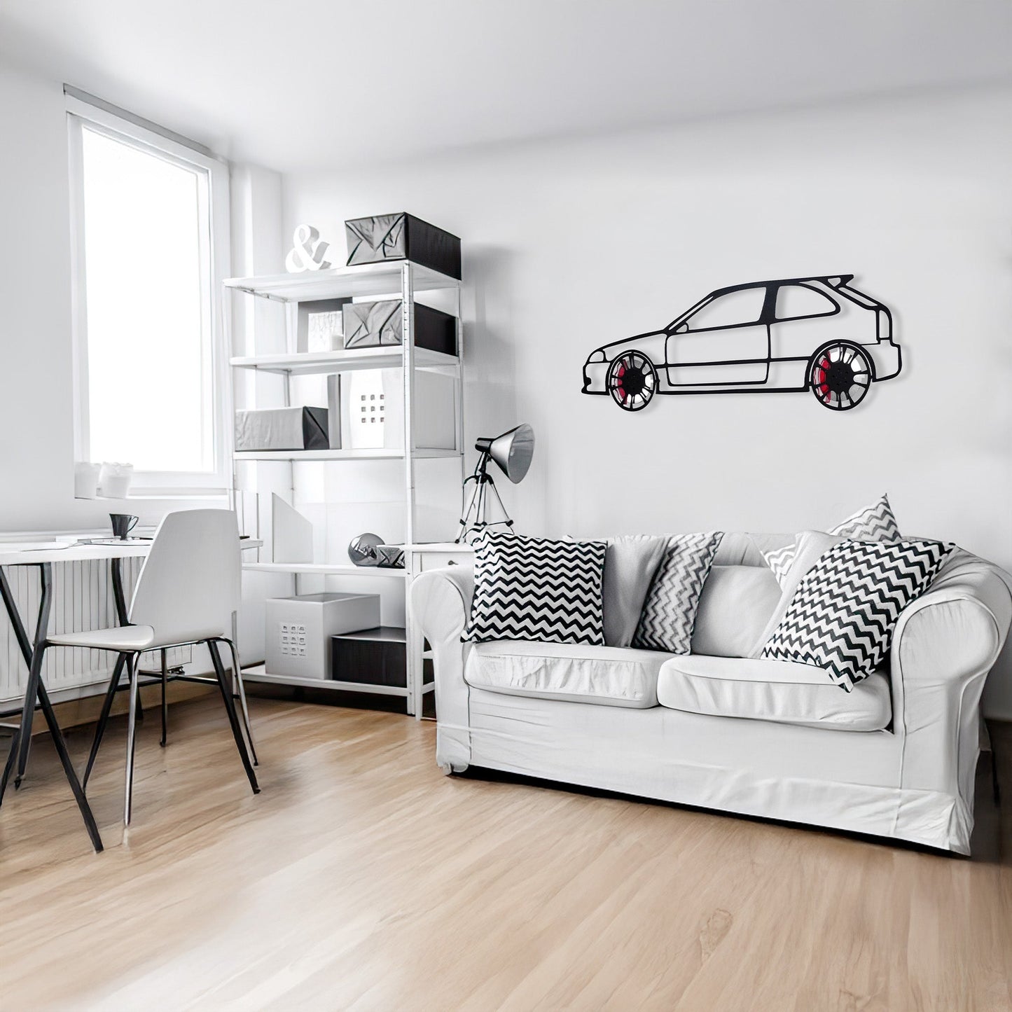 Honda Civic Wall Art – JDM Steel Silhouette with Spinning Wheels-KAFMEKA028