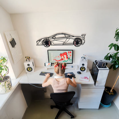 McLaren Wall Art – Exotic Supercar Steel Silhouette with Spinning Wheels-KAFMEKA031